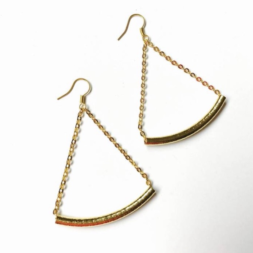 ✨HP✨ Triangle Gold Bar Chain Dangle Drop Earrings - Picture 5 of 9